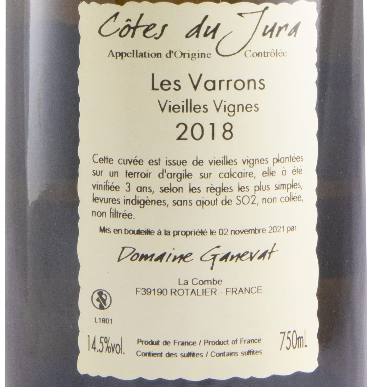 2018 Jean-François Ganevat Les Varrons Vieilles Vignes Côtes du Jura white
