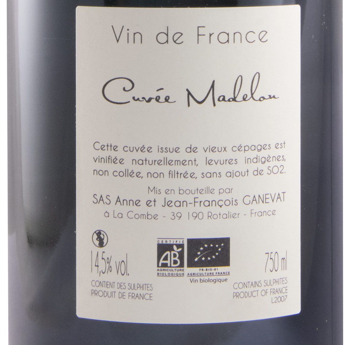 Anne et Jean-François Ganevat Cuvée Madelon biológico tinto