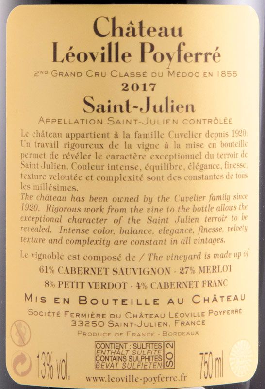 2017 Château Léoville Poyferré Saint-Julien tinto