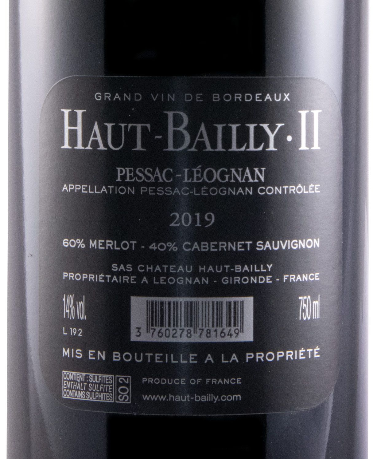 2019 Château Haut-Bailly Haut-Bailly II Pessac-Léognan tinto