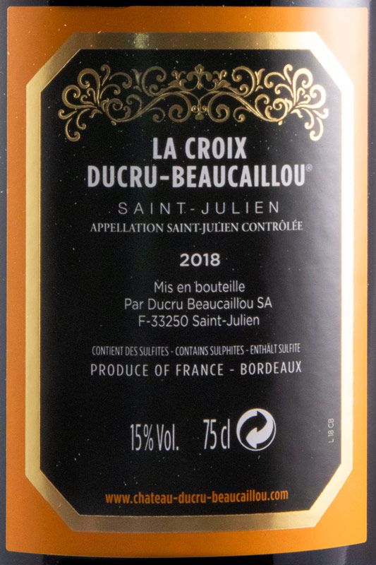 2018 Château Ducru-Beaucaillou La Croix de Beaucaillou Saint-Julien red