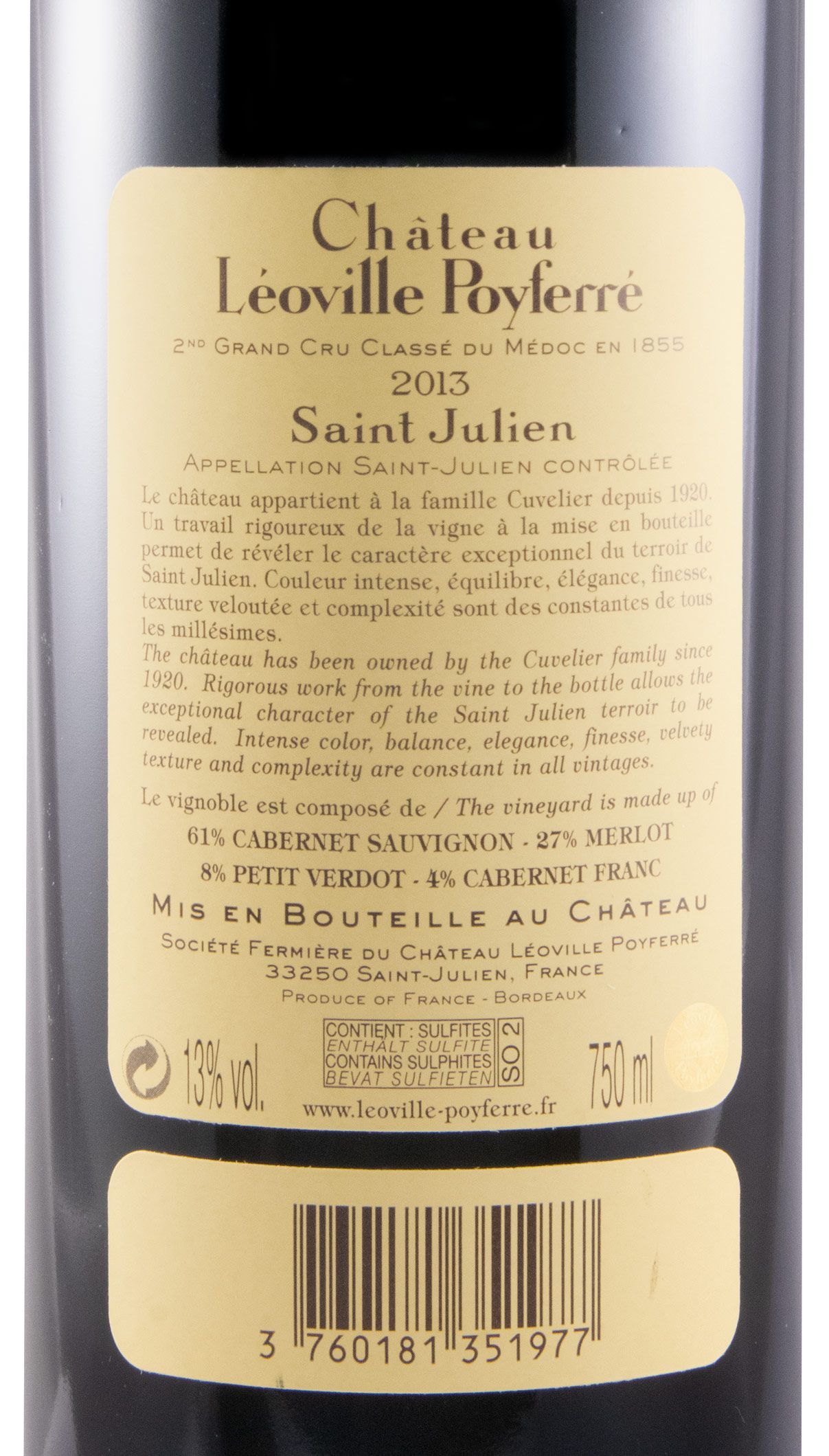 2013 Château Léoville Poyferré Saint-Julien tinto