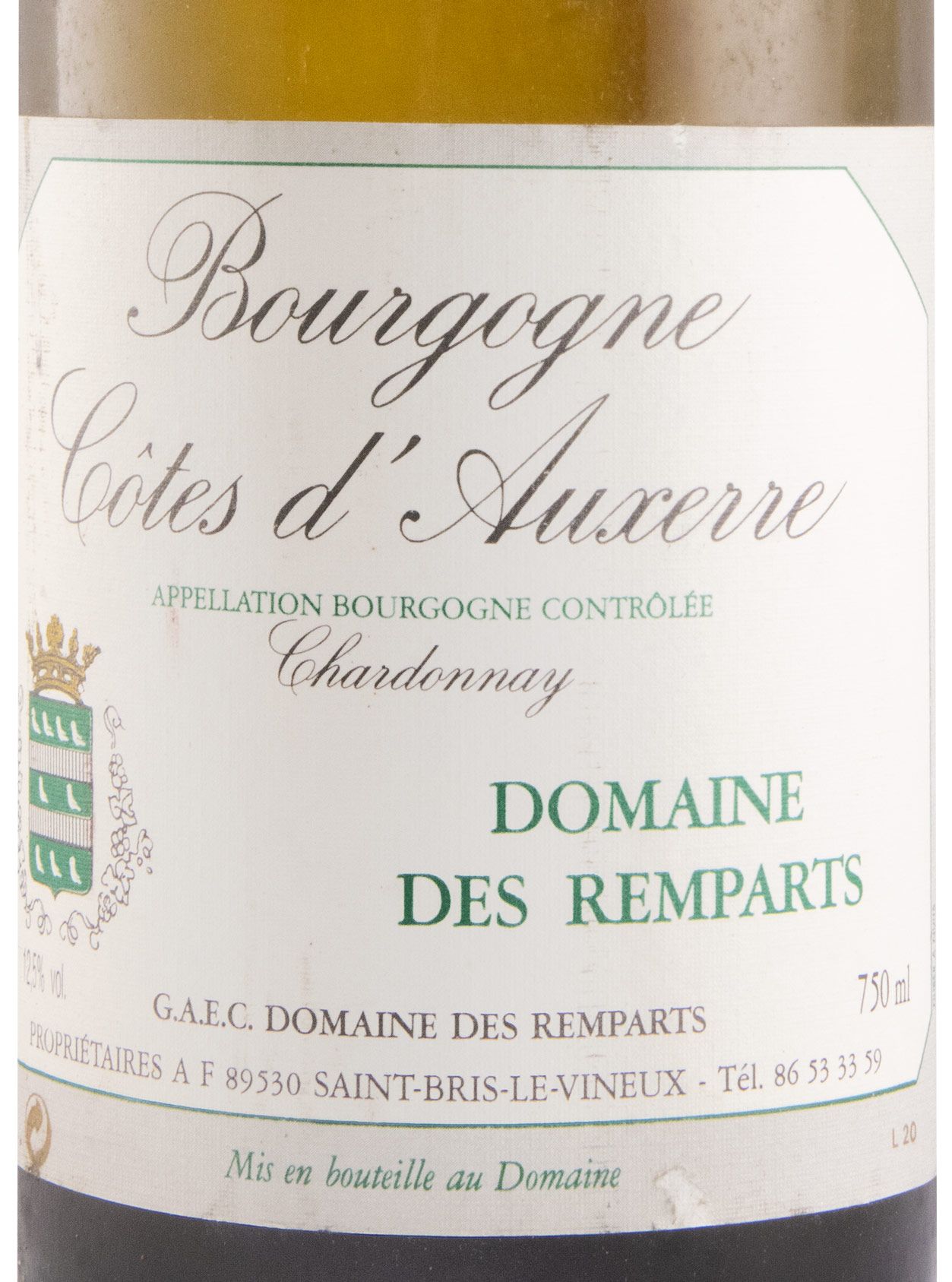 1992 Domaine des Remparts Chardonnay Côtes d'Auxerre white