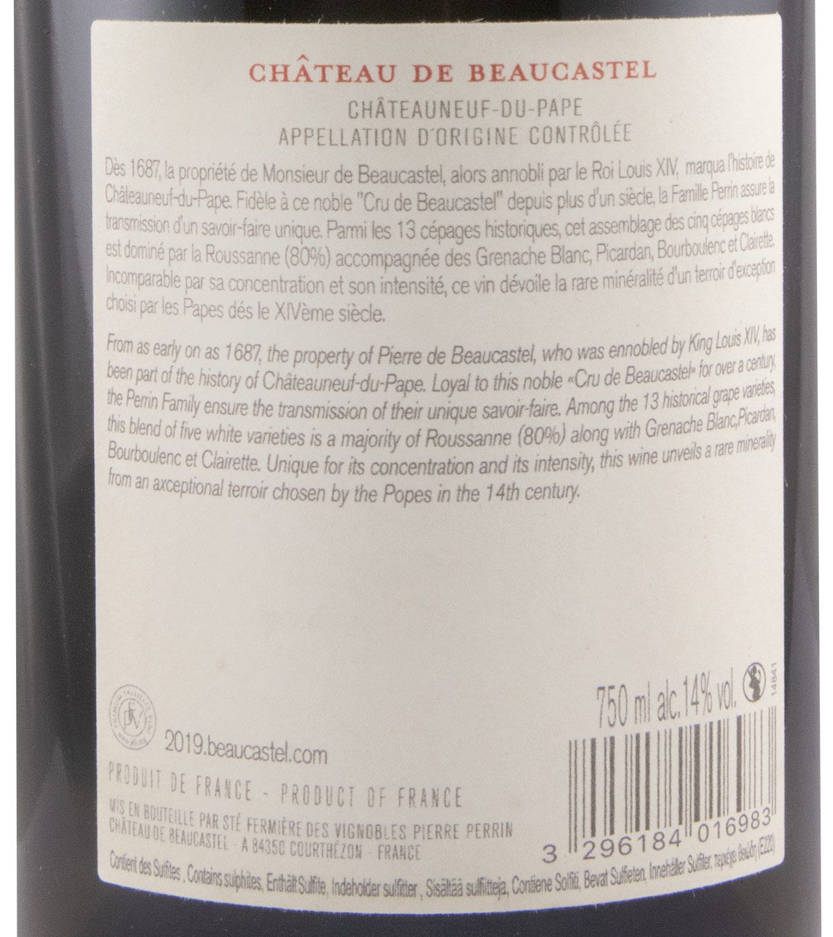 2019 Château de Beaucastel Châteauneuf-du-Pape white