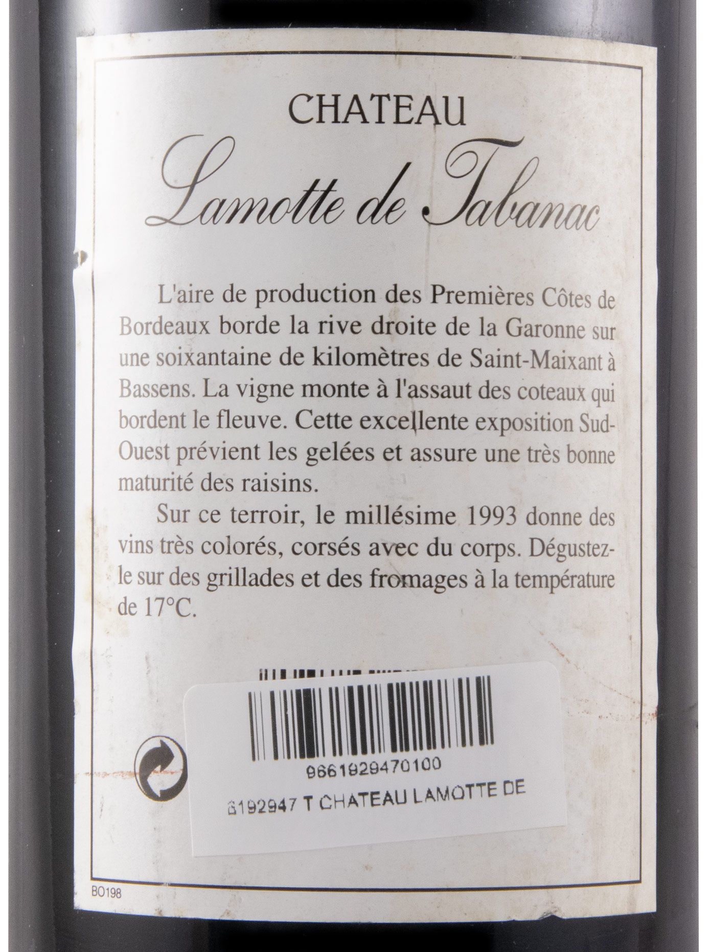1993 Château Lamotte de Tabanac Côtes de Bordeaux red