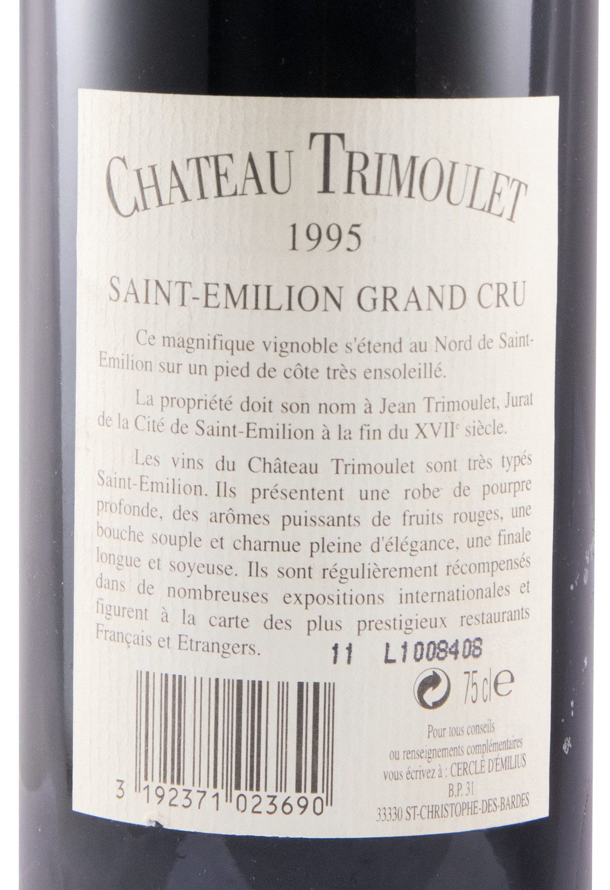 1995 Château Trimoulet Saint-Émilion red