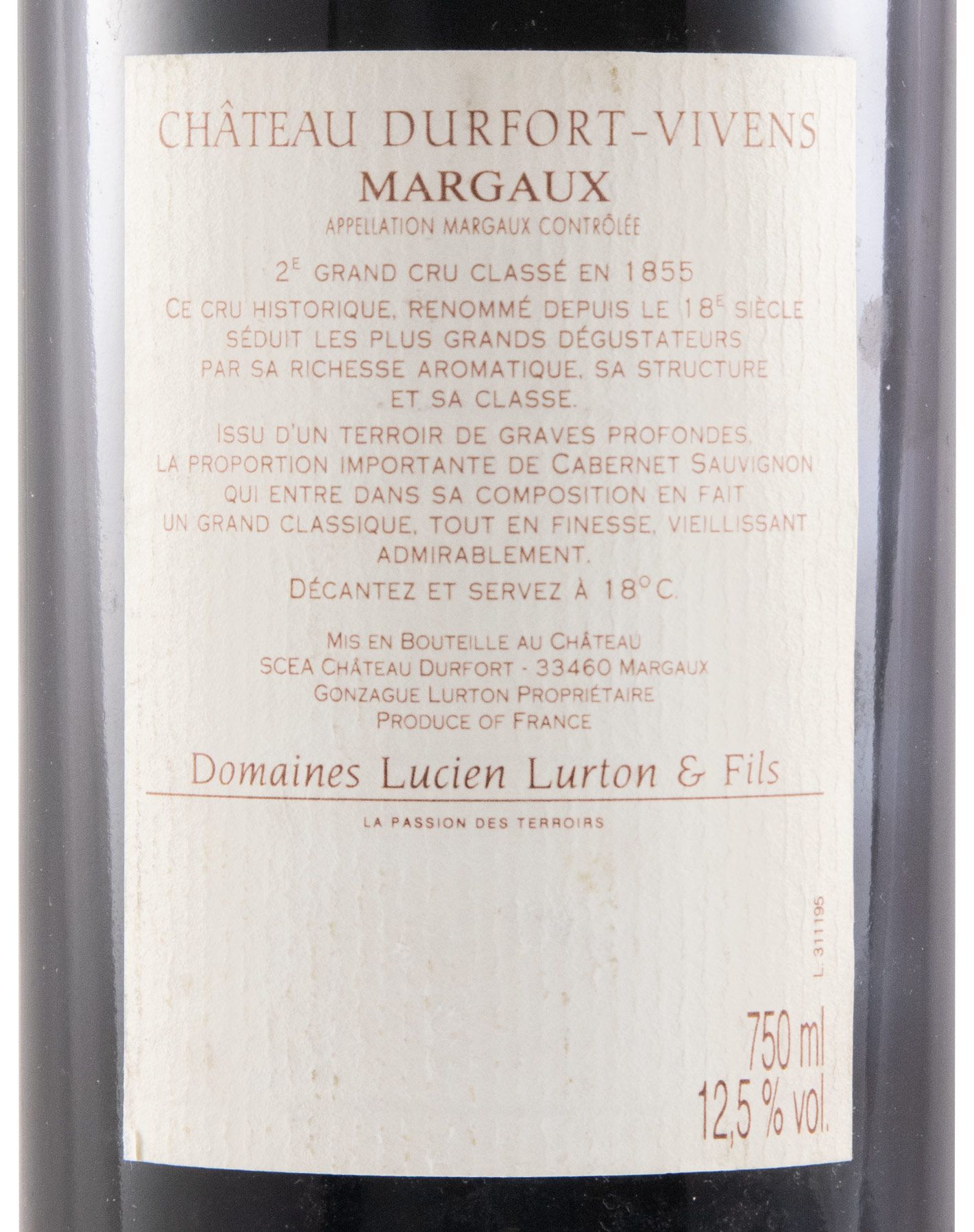 1995 Château Durfort-Vivens Margaux tinto