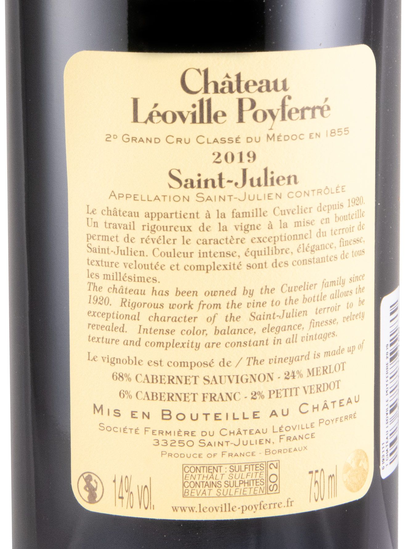 2019 Château Léoville Poyferré Saint-Julien tinto