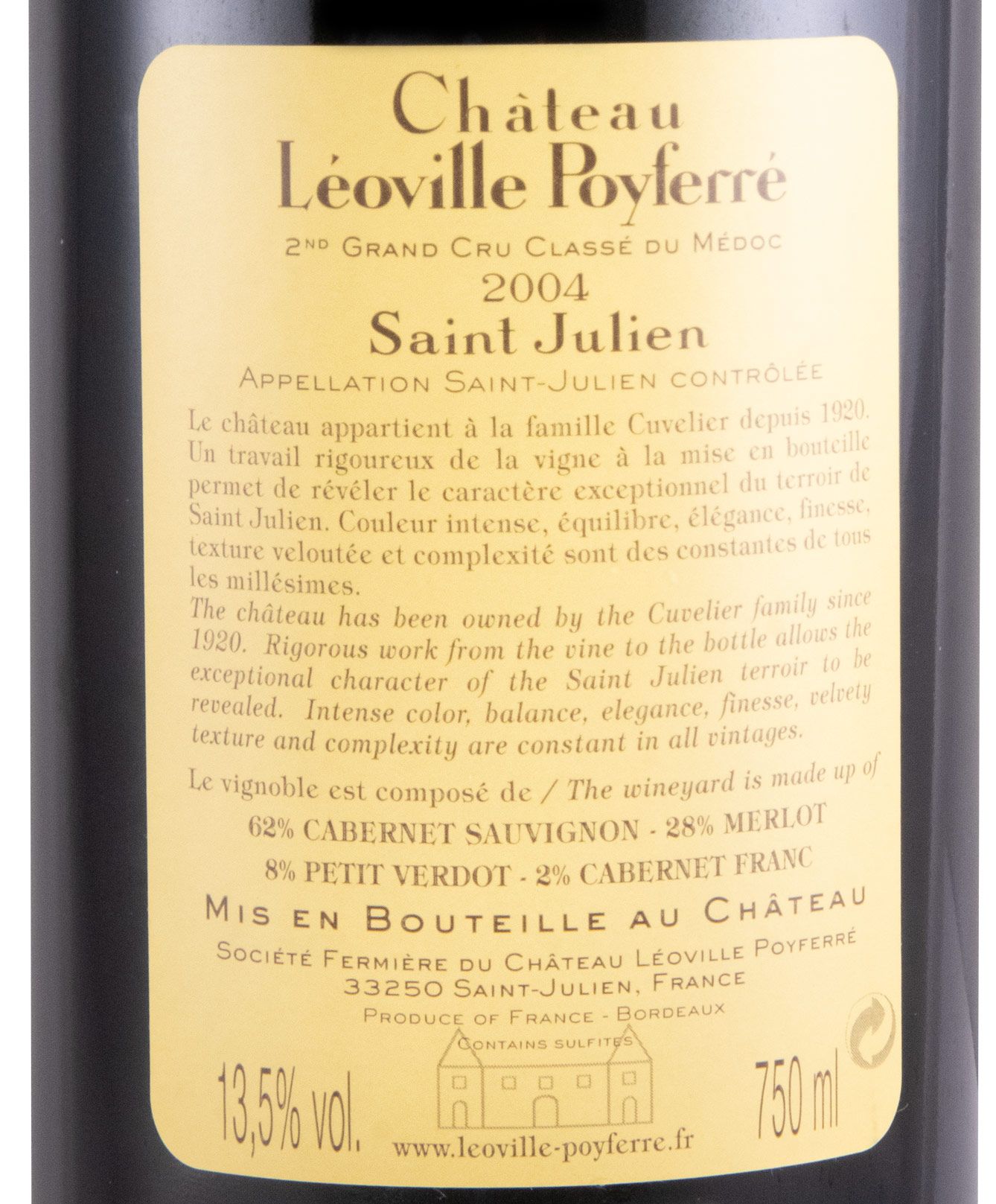 2004 Château Léoville Poyferré Saint-Julien tinto