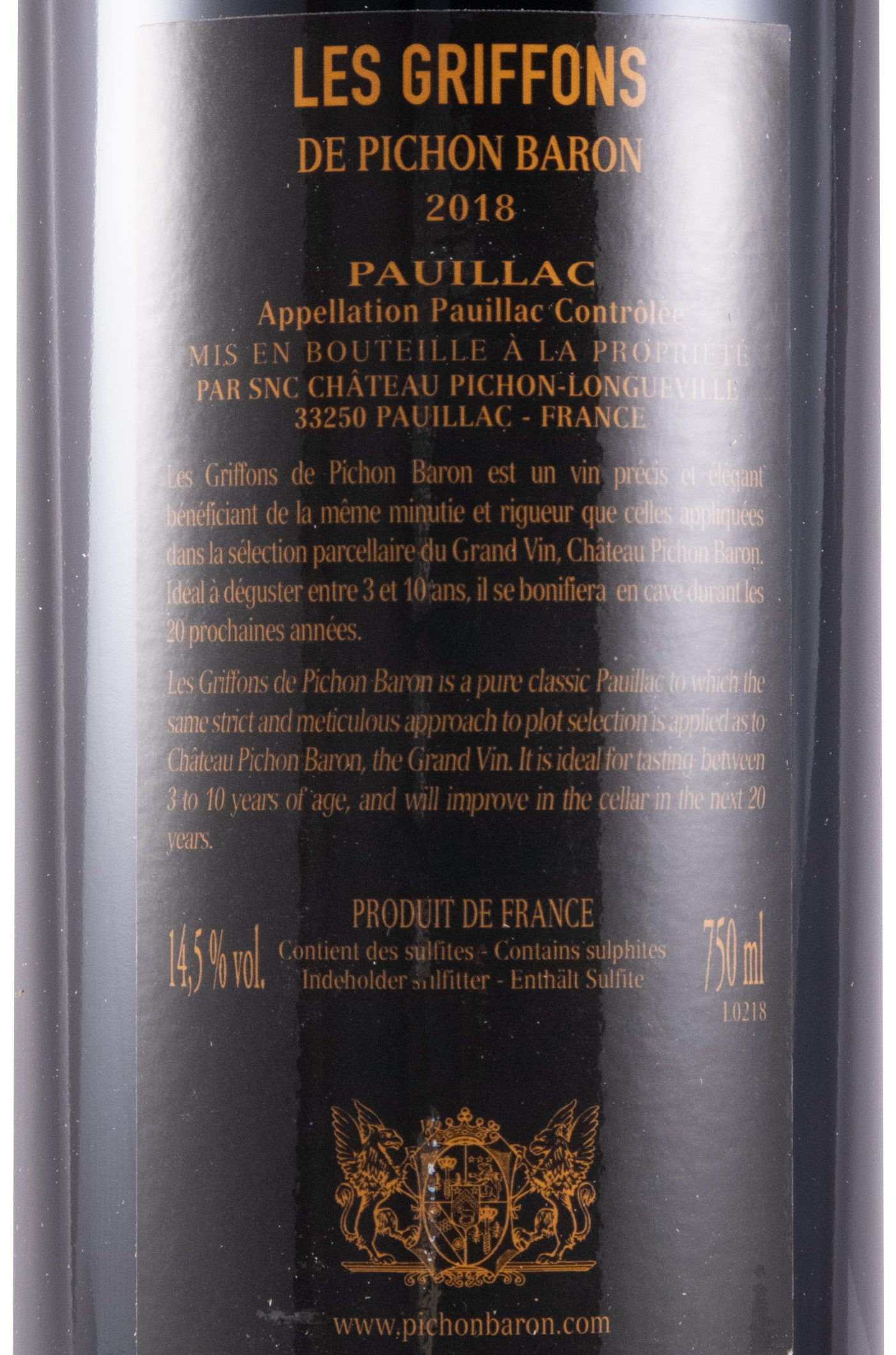 2018 Les Griffons de Pichon Baron Pauillac tinto