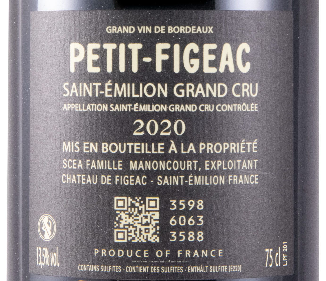 2020 Château Figeac Petit-Figeac Saint-Émilion tinto