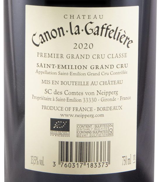 2020 Château Canon-La-Gaffelière Saint-Émilion biológico tinto