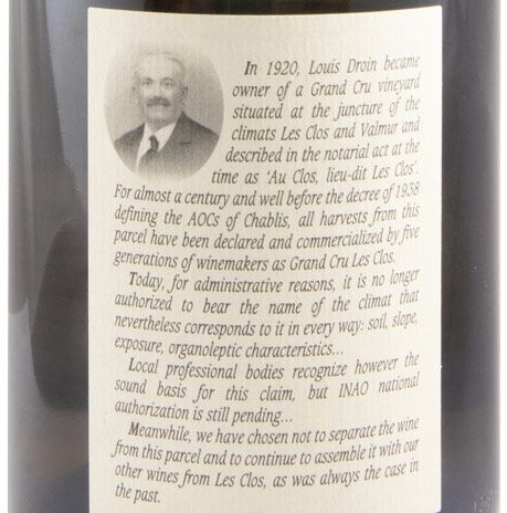 2020 Jean-Paul & Benoît Droin Hommage à Louis Chablis Grand Cru white