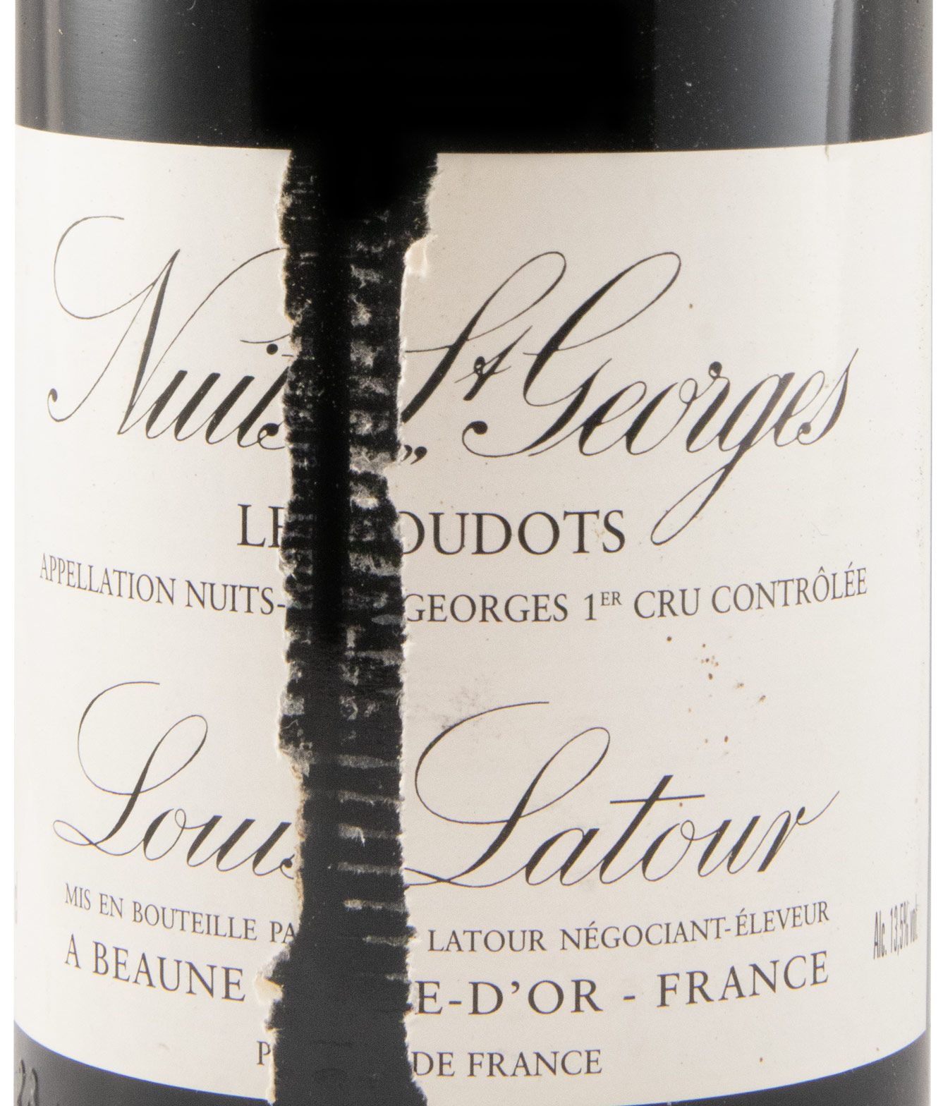 2000 Louis Latour Les Boudotts Nuits-Saint-Georges tinto (rótulo danificado)