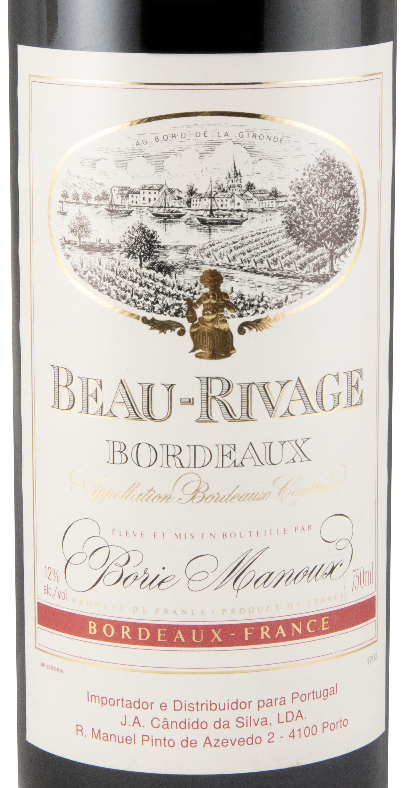 Borie-Manoux Beau-Rivage Bordeaux red (damaged label with no vintage year specified)