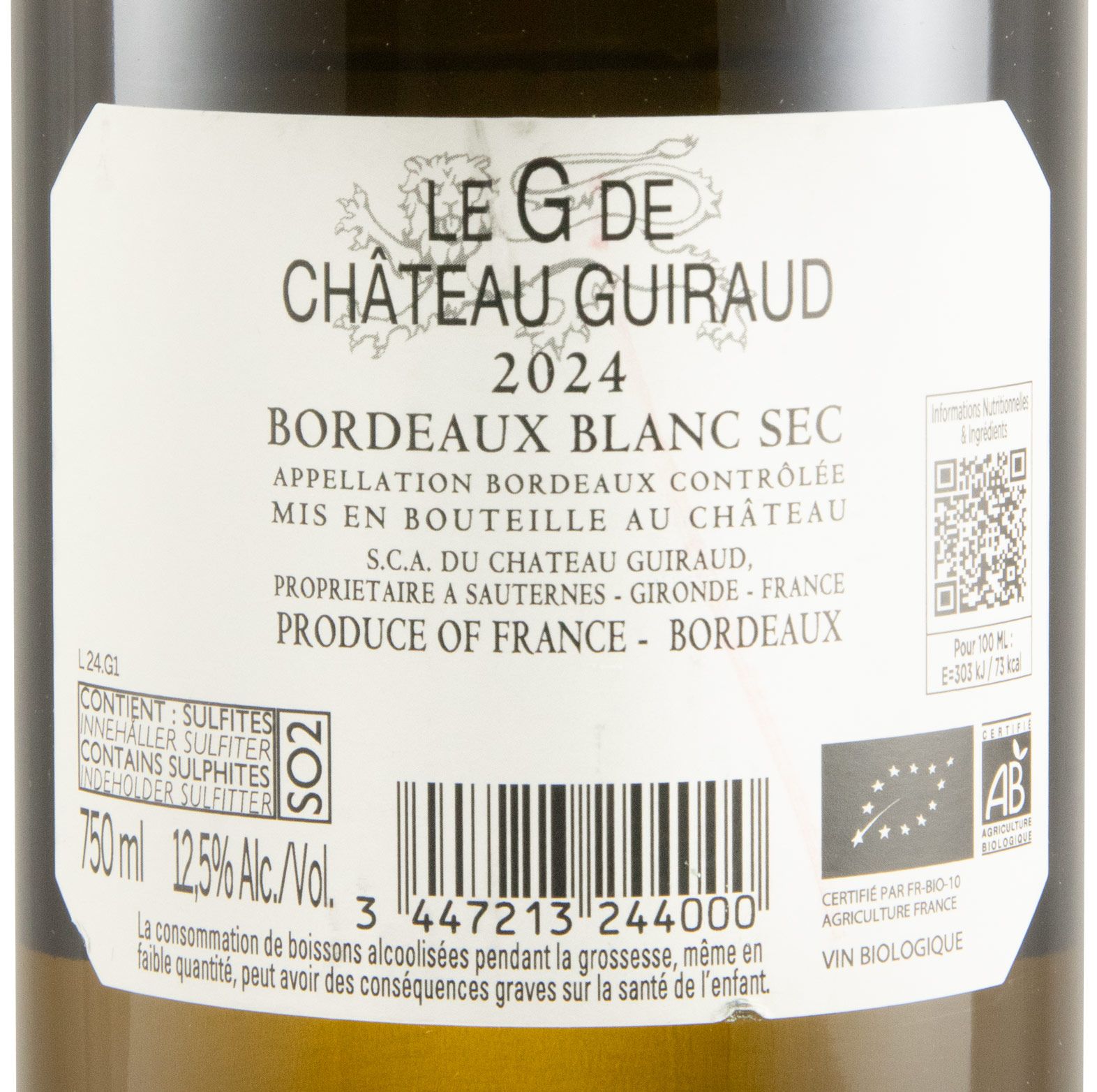 2024 Château Guiraud G de Guiraud organic white