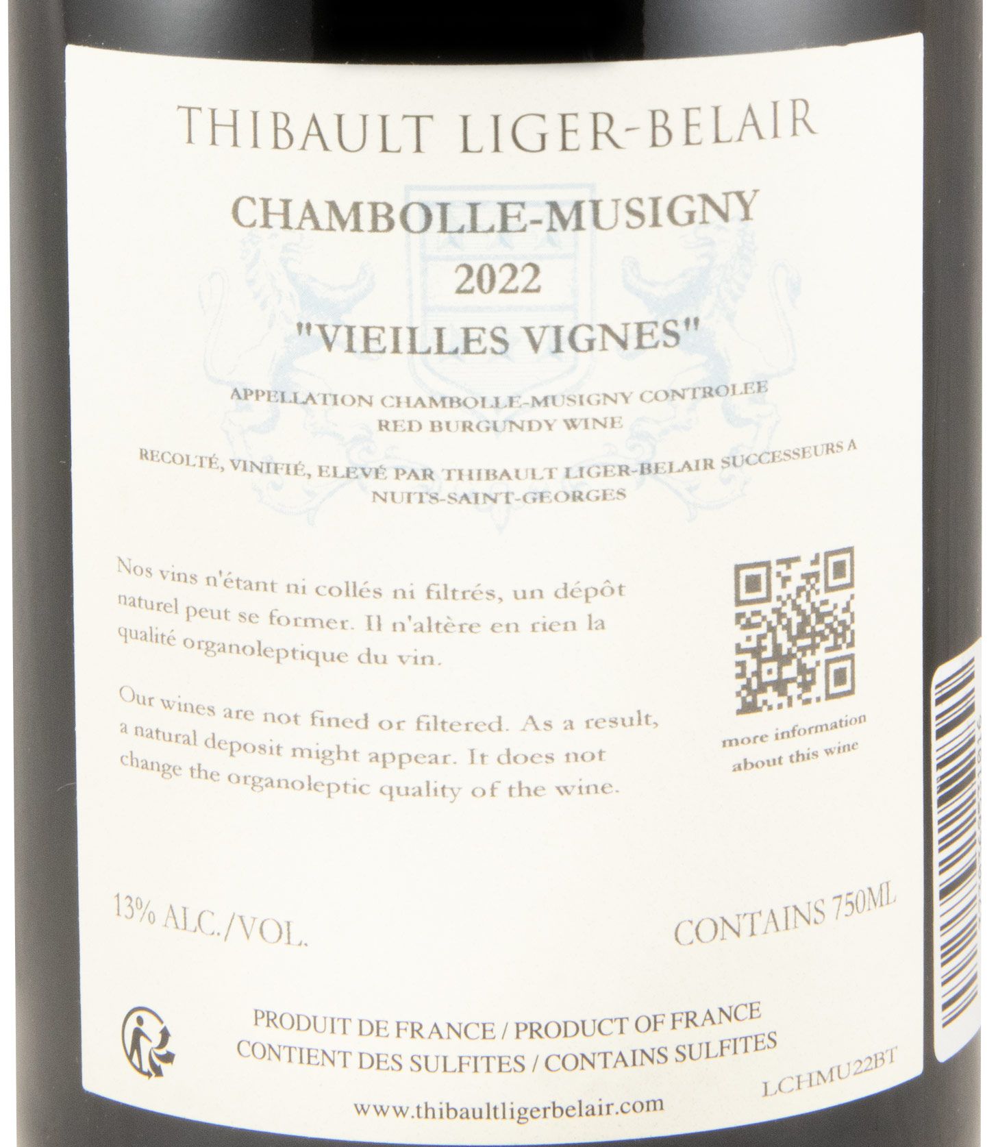 2022 Domaine Thibault Liger-Belair Chambolle-Musigny Vieilles Vignes tinto