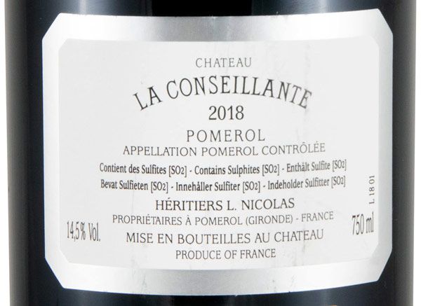 2018 Château La Conseillante Pomerol tinto