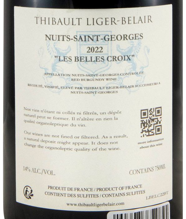 2022 Domaine Thibault Liger-Belair Les Belles Croix Nuits-Saint-Georges red
