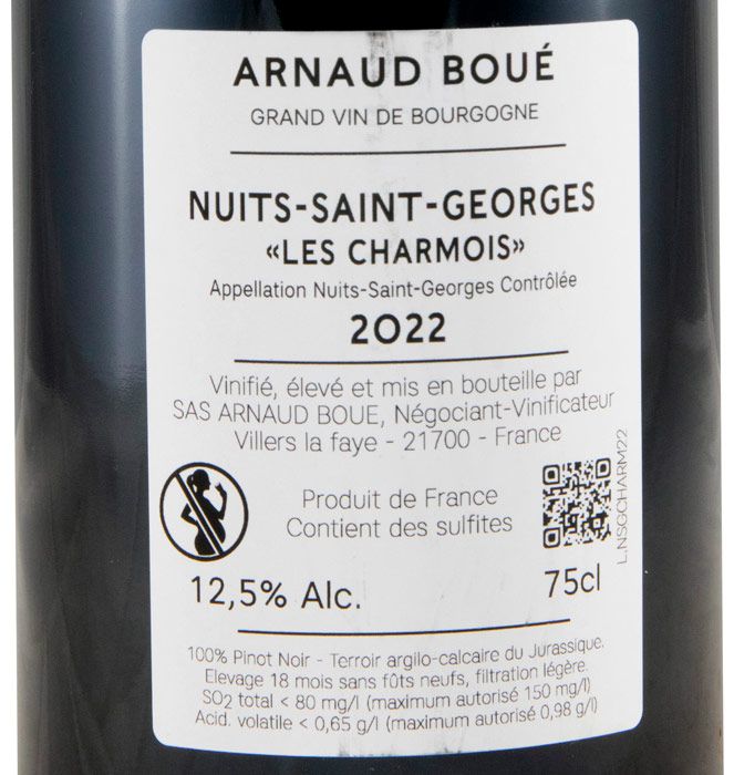 2022 Arnaud Boué Les Charmois Nuits-Saint-Georges tinto