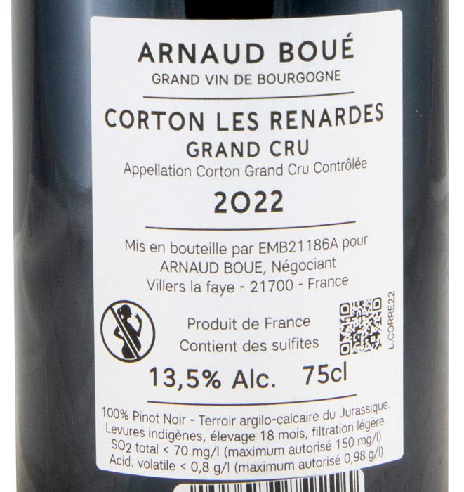 2022 Arnaud Boué Les Renardes Corton tinto