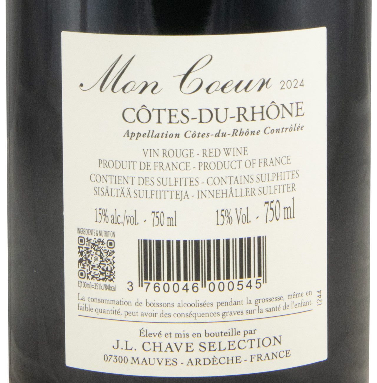 2024 Domaine Jean-Louis Chave Sélection Mon Coeur Côtes-du-Rhône tinto