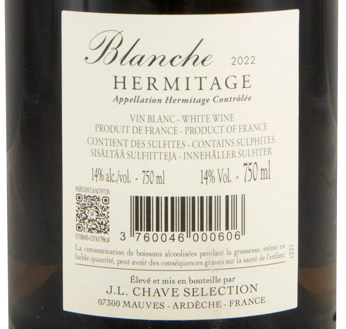 2022 Domaine Jean-Louis Chave Sélection Blanche Hermitage branco