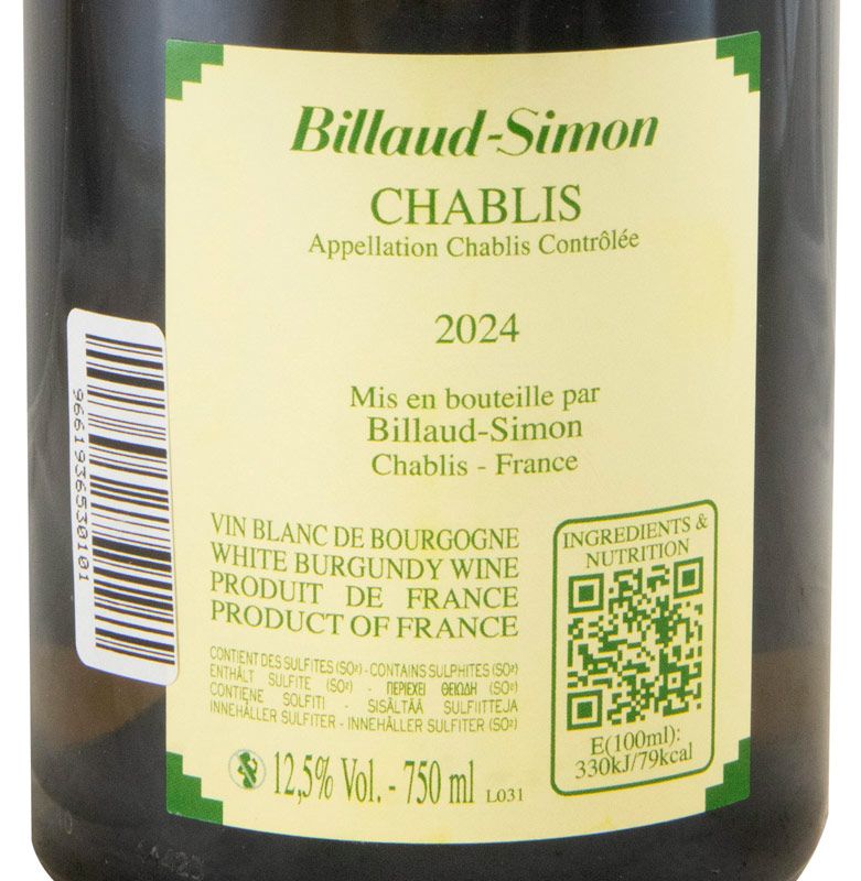 2024 Domaine Billaud-Simon Chablis branco