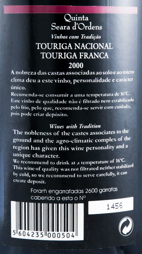 2000 Quinta Seara d'Ordens Touriga Franca + Touriga Nacional red