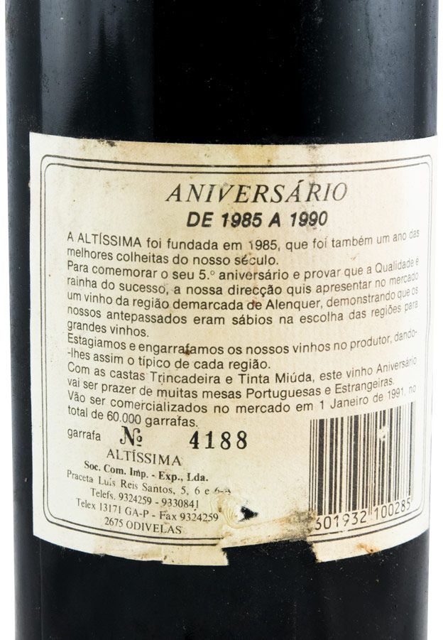 1985 Altíssima Reserva red
