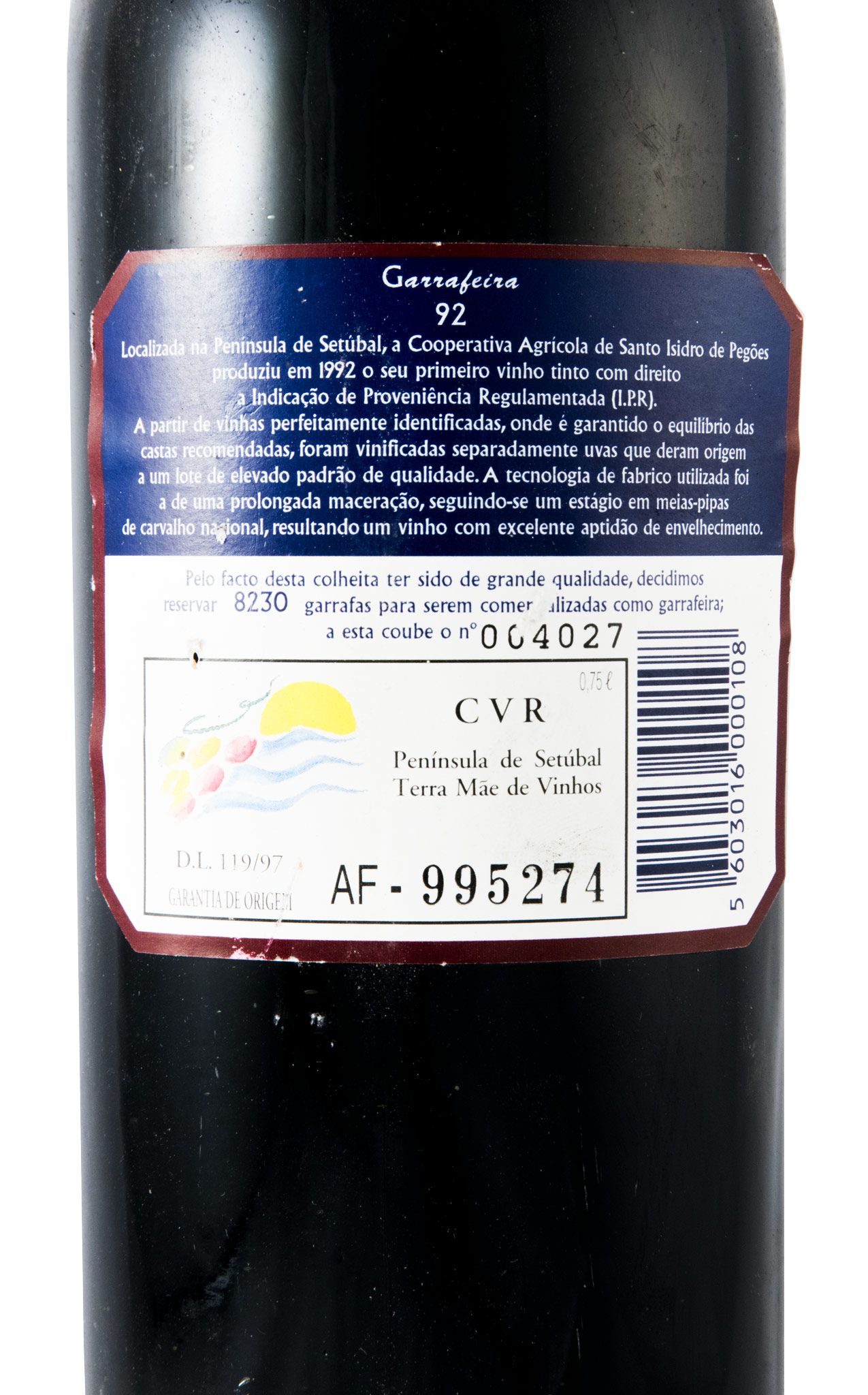 1992 Fontanário de Pegões Garrafeira tinto