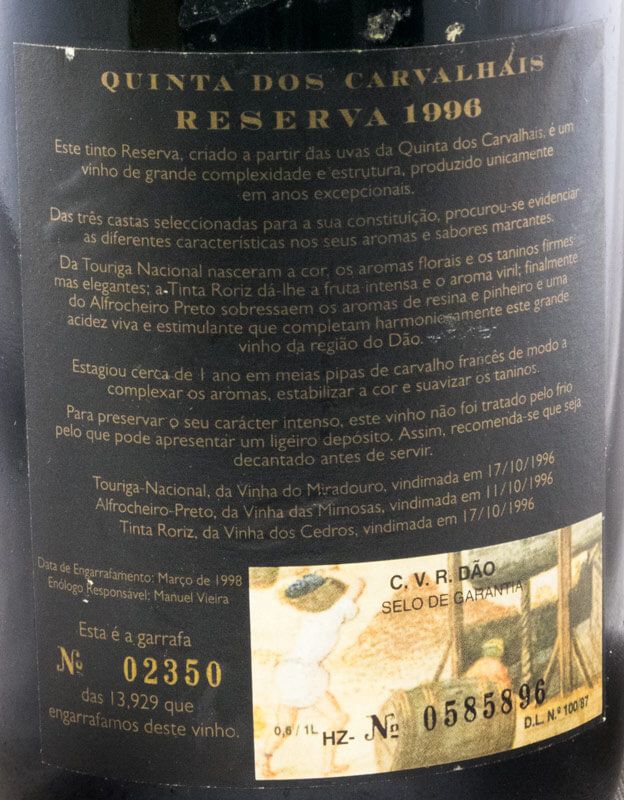 1996 Quinta dos Carvalhais Reserva tinto
