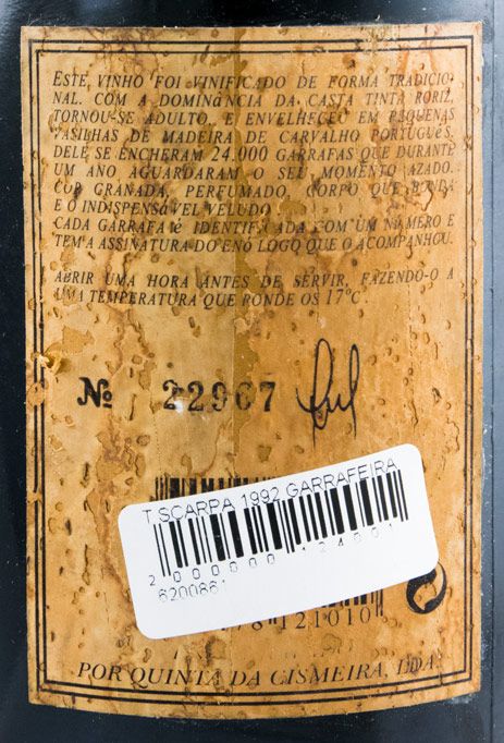1992 Scarpa Garrafeira tinto