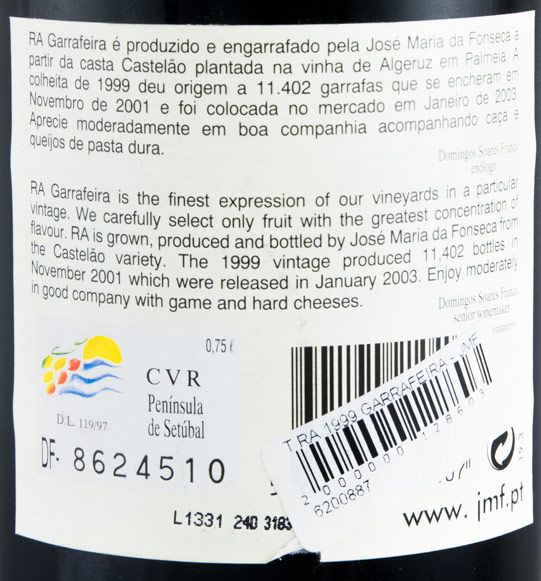 1999 José Maria da Fonseca RA Garrafeira tinto