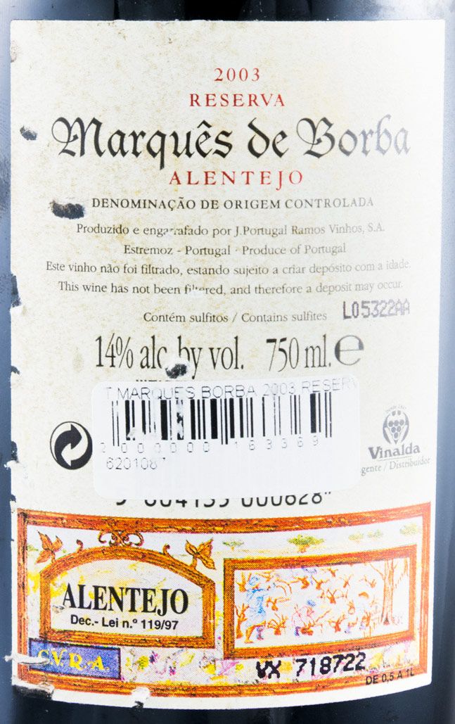 2003 João Portugal Ramos Marquês de Borba Reserva tinto