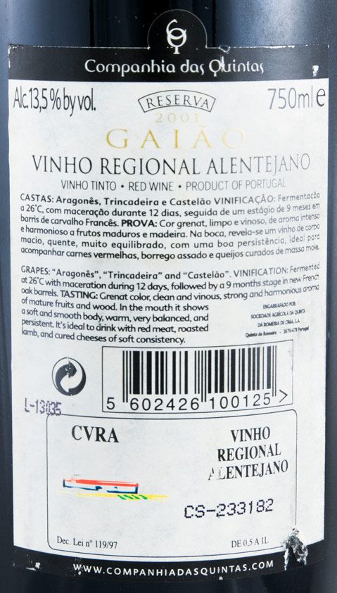 2001 Gaião Reserva red