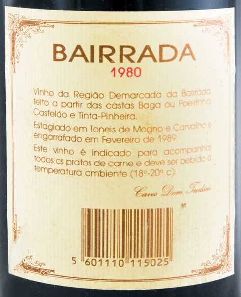 1980 Caves Dom Teodósio Bairrada tinto