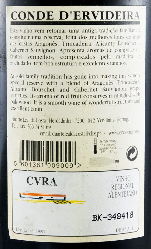 2000 Conde D'Ervideira Garrafeira red