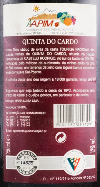 1998 Quinta do Cardo Touriga Nacional tinto