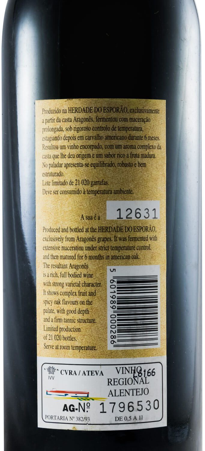 1995 Herdade do Esporão Aragonês red