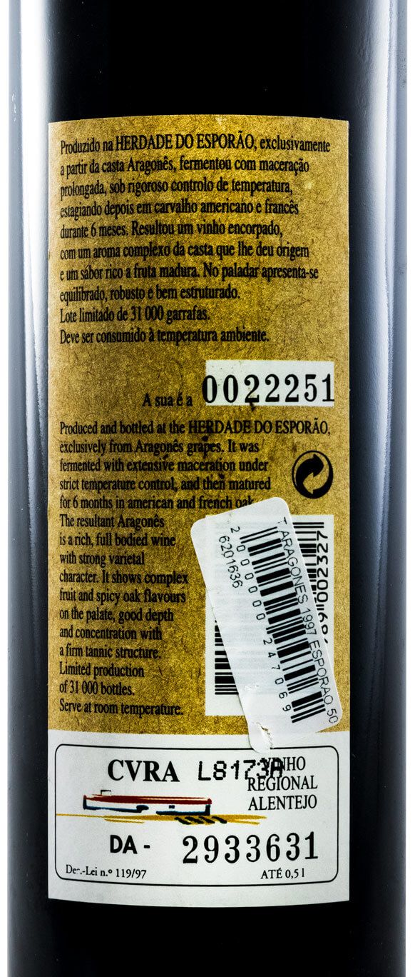 1997 Herdade do Esporão Aragonês tinto 50cl