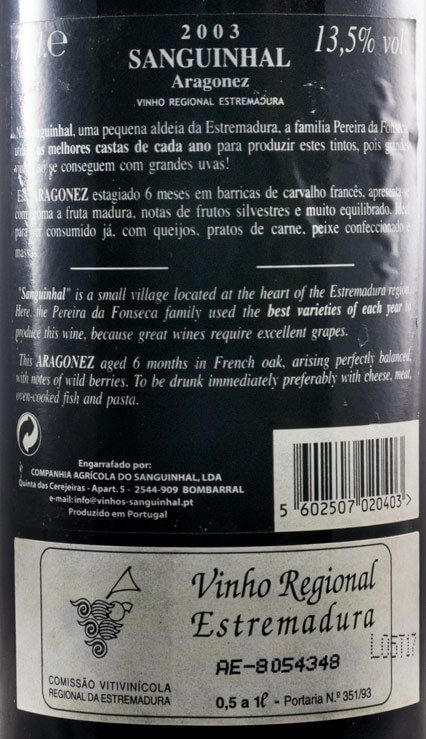 2003 Quinta do Sanguinhal Aragonez red
