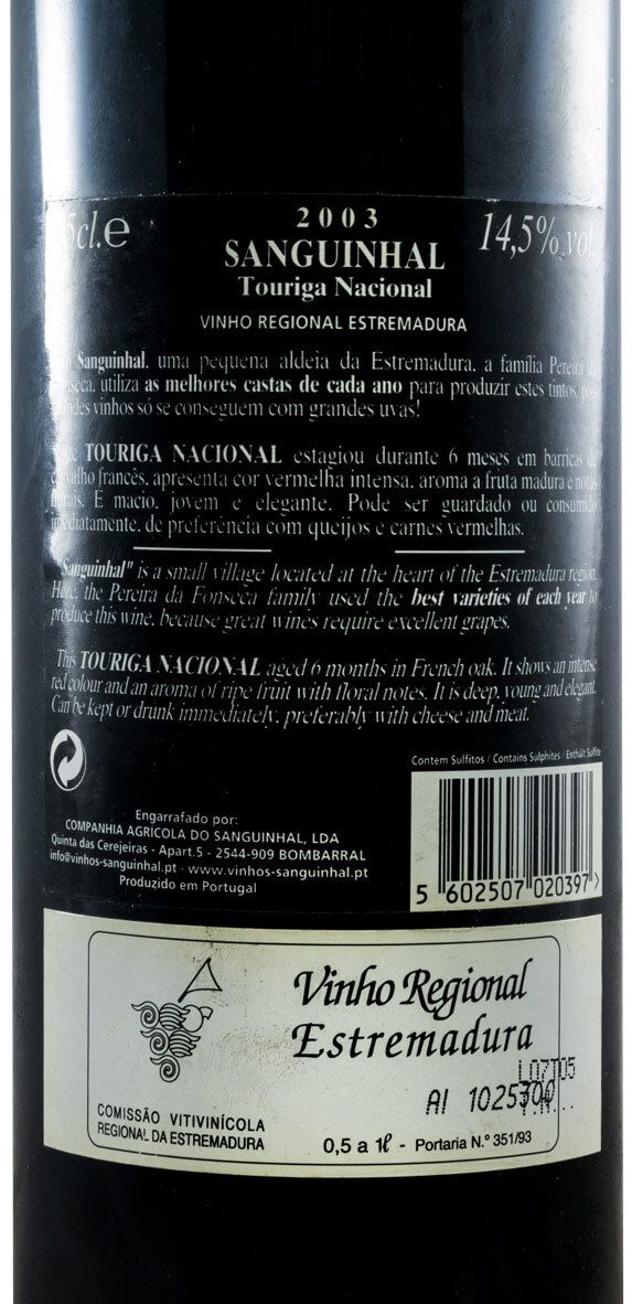 2003 Quinta do Sanguinhal Touriga Nacional tinto