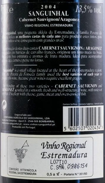 2004 Quinta do Sanguinhal Cabernet Sauvignon e Aragonez red