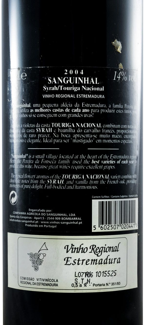 2004 Quinta do Sanguinhal Syrah e Touriga Nacional tinto