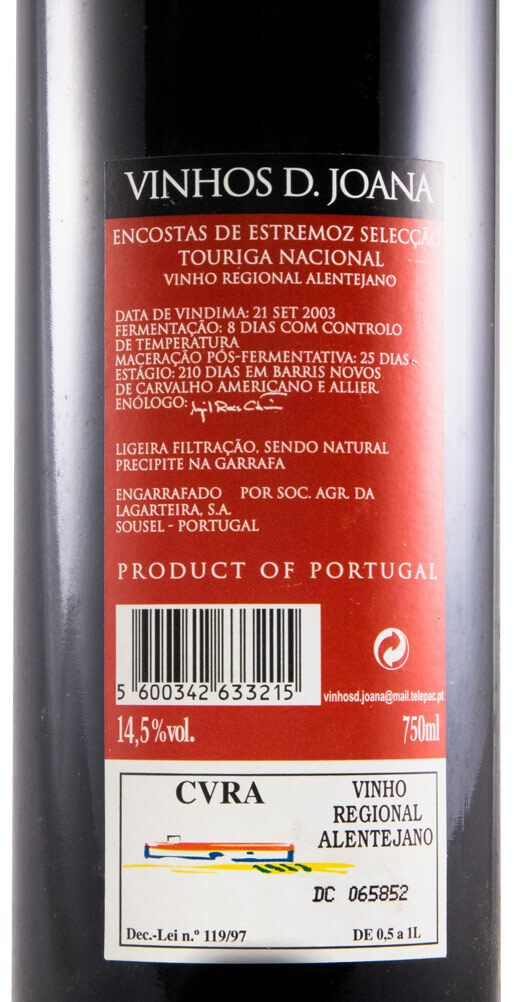 2003 Encostas de Estremoz Touriga Nacional tinto