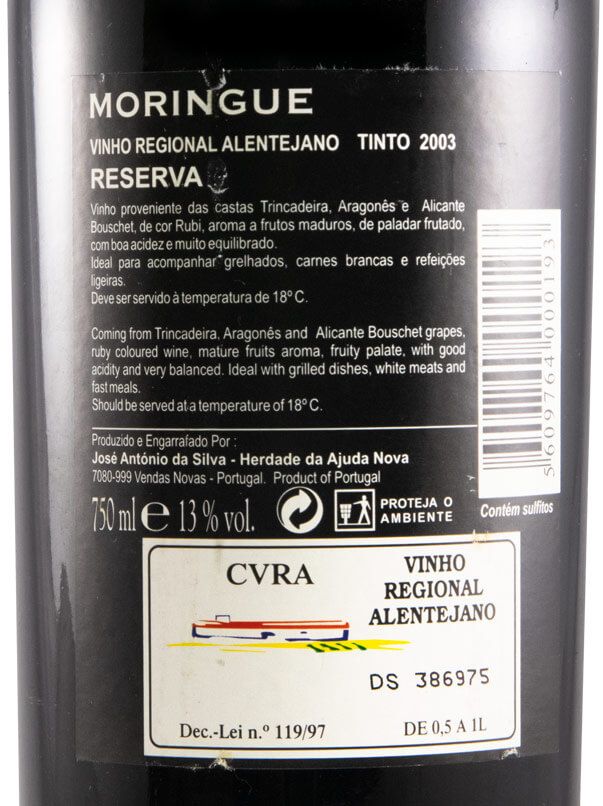 2003 Moringue Reserva tinto
