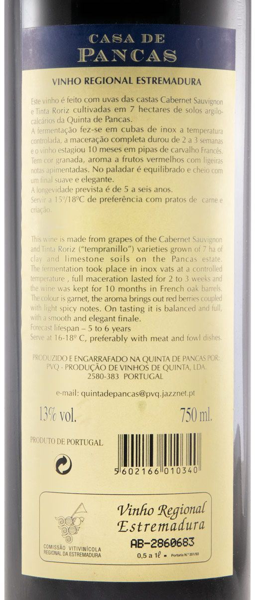 2000 Quinta de Pancas Cabernet Sauvignon e Tinta Roriz tinto