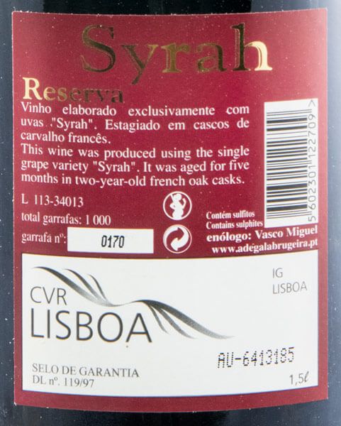 2010 Adega Cooperativa da Labrugeira Syrah Reserva red 1.5L