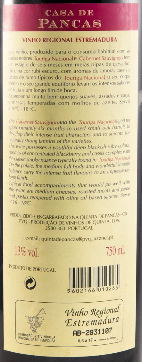 2000 Casa de Pancas Cabernet Sauvignon + Touriga Nacional tinto